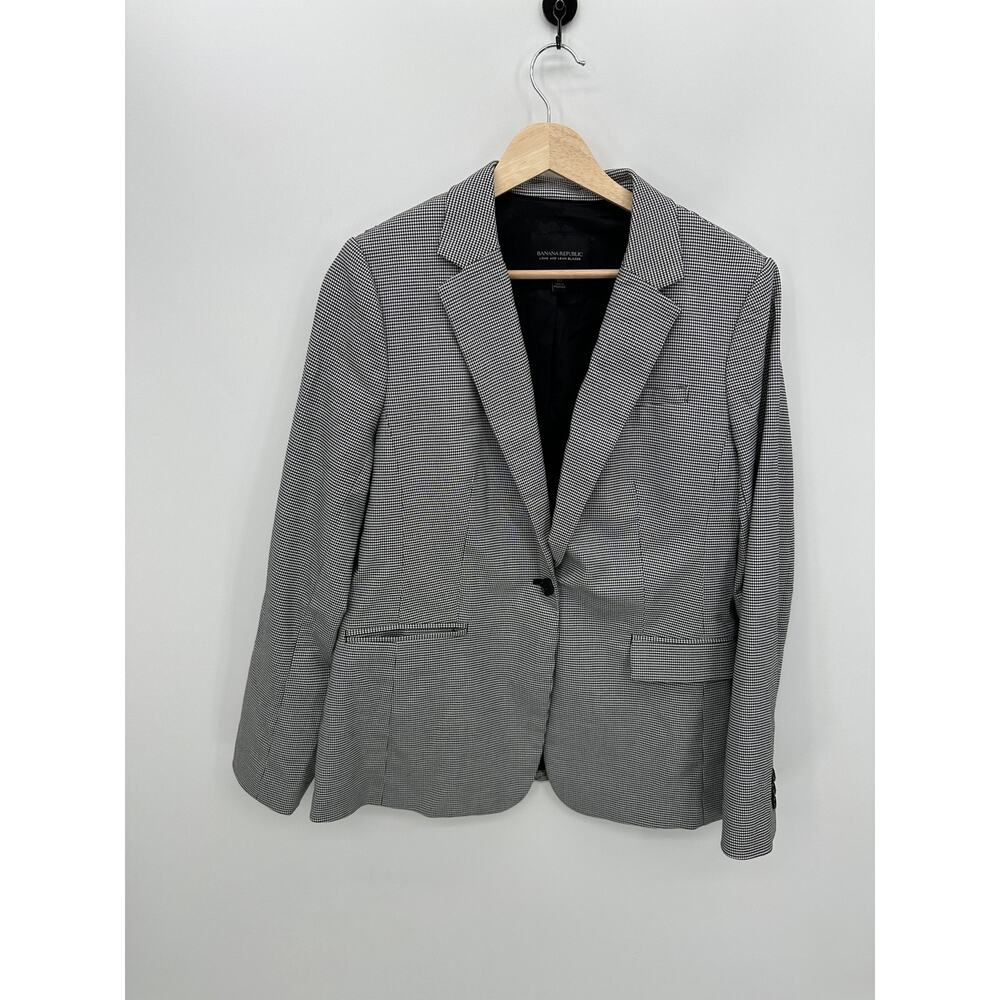 Banana Republic Long and Lean Blazer Women Sz 10 Career‎ Office Black White